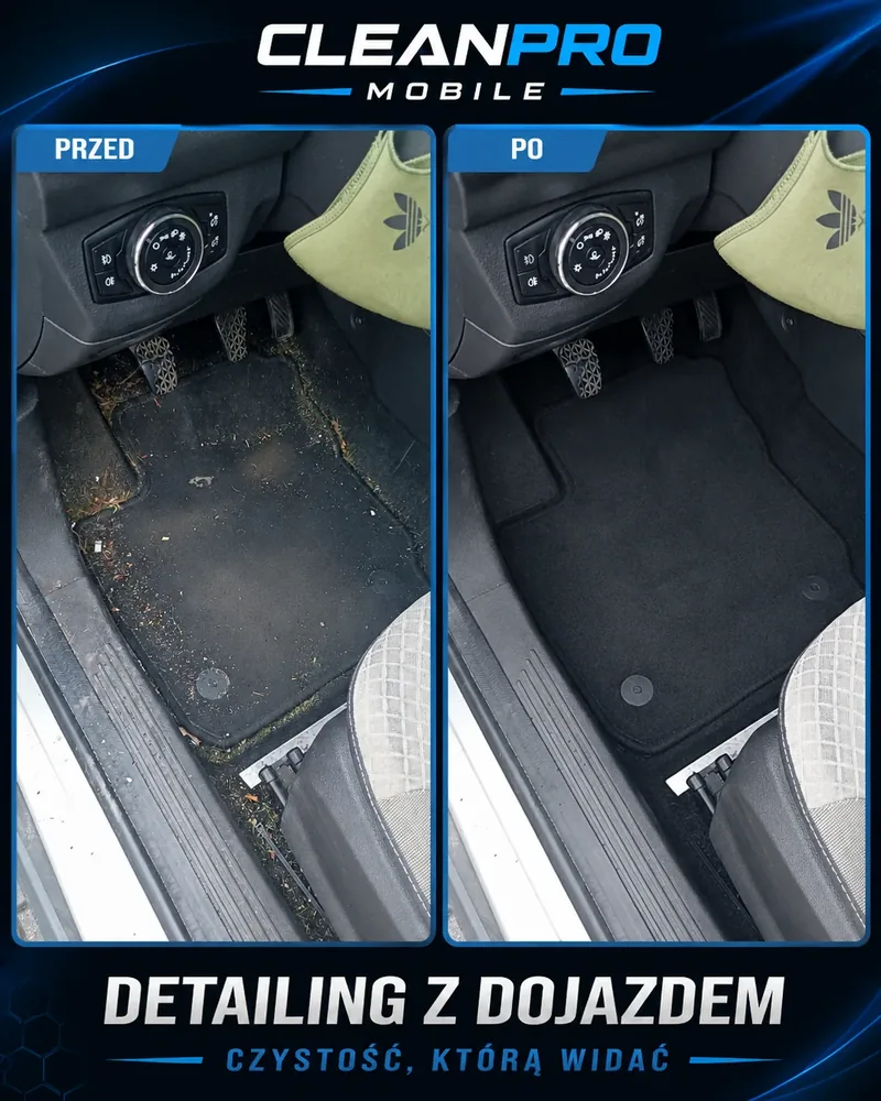 Ford - czyszczenie zabrudzeń na boczku drzwi przed i po