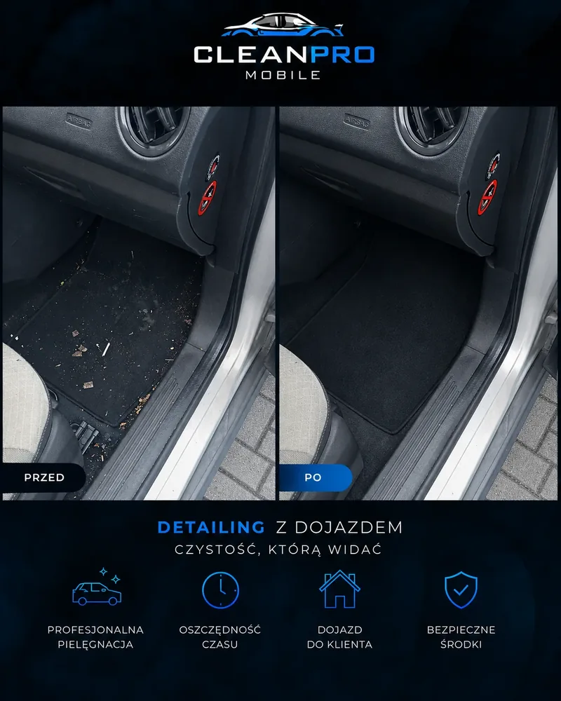 Ford - efekt czyszczenia dywanika i przestrzeni kierowcy